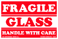Glass Labels - Glass Label 3" x 5" (Fragile, Handle With Care) 500/roll
