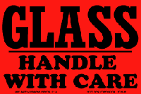 Glass Labels - Glass Label 4" x 6" (Handle With Care, fluorescent) 500/roll