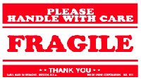 Fragile Labels - Fragile Label 4" x 7" (Please Handle With Care) 500/roll
