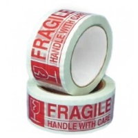 Fragile Tape - 2" x 110 yds Red On Clear 2.0 mil Fragile Tape, 36 rolls/case