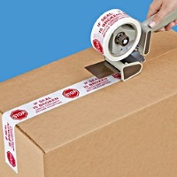 Stop Tape - 2" x 110 yds Red On Clear 2.0 mil Stop Tape, 36 rolls/case